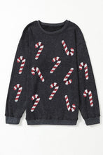 Load image into Gallery viewer, Sequin Candy Cane Round Neck Sweatshirt