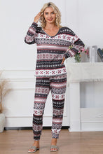 Load image into Gallery viewer, Printed V-Neck Top and Pants Lounge Set