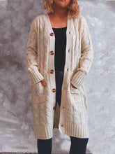 Load image into Gallery viewer, Button Up Cable-Knit Cardigan with Pockets