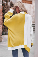Load image into Gallery viewer, Woven Right Contrast Open Front Dropped Shoulder Longline Cardigan