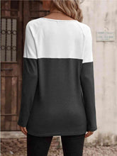 Load image into Gallery viewer, Contrast Round Neck Long Sleeve T-Shirt