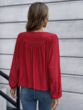 Load image into Gallery viewer, Openwork Gathered Detail Balloon Sleeve Blouse