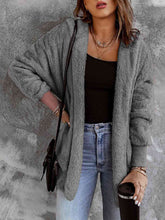 Load image into Gallery viewer, Open Front Hooded Faux Fur Outwear with Pockets