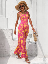 Load image into Gallery viewer, Floral Square Neck Cutout Tie Back Jumpsuit