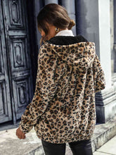 Load image into Gallery viewer, Leopard Zip-Up Hooded Jacket