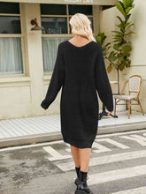 Load image into Gallery viewer, V-Neck Long Sleeve Sweater Dress