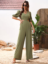 Load image into Gallery viewer, Cutout V-Neck Balloon Sleeve Jumpsuit