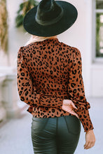 Load image into Gallery viewer, Leopard Smocked Peplum Top