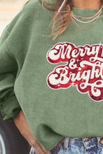 Load image into Gallery viewer, Ribbed Sequin Letter Graphic Round Neck Long Sleeve Sweatshirt