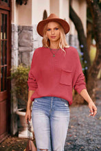 Load image into Gallery viewer, Round Neck Sweater with Pocket