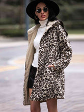 Load image into Gallery viewer, Leopard Hooded Coat with Pockets