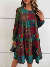 Load image into Gallery viewer, Patchwork Round Neck Long Sleeve Dress