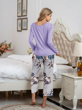 Load image into Gallery viewer, Round Neck Top and Printed Pants Lounge Set