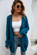 Load image into Gallery viewer, Open Front Openwork Fuzzy Cardigan with Pockets