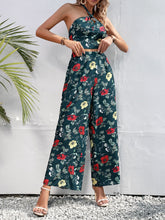 Load image into Gallery viewer, Floral Halter Neck Top and Wide Leg Pants Set