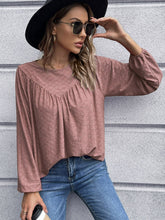 Load image into Gallery viewer, Openwork Gathered Detail Balloon Sleeve Blouse