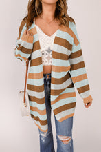 Load image into Gallery viewer, Full Size Striped Long Sleeve Openwork Cardigan