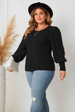 Load image into Gallery viewer, Plus Size Round Neck Lantern Sleeve Blouse