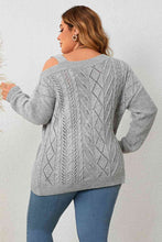 Load image into Gallery viewer, Plus Size Cold Shoulder Asymmetrical Cable-Knit Top