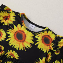 Load image into Gallery viewer, Sunflower Print Top and Distressed Denim Shorts Set