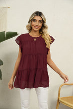Load image into Gallery viewer, Swiss Dot Round Neck Tiered Blouse