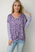 Load image into Gallery viewer, Leopard V-Neck Long Sleeve T-Shirt