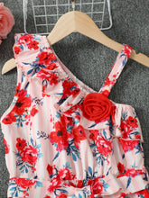 Load image into Gallery viewer, Floral Asymmetrical Neck Tie Belt Jumpsuit