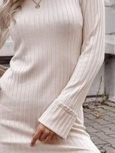 Load image into Gallery viewer, Ribbed Round Neck Long Sleeve Dress