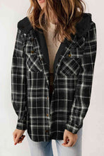 Load image into Gallery viewer, Plaid Snap Down Hooded Jacket