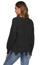 Load image into Gallery viewer, Off-Shoulder Ribbed Long Sleeve Raw Hem Sweater