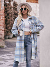 Load image into Gallery viewer, Plaid Dropped Shoulder Slit Coat