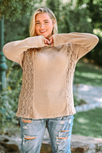 Load image into Gallery viewer, Plus Size Waffle-Knit Spliced Lace Top