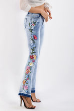 Load image into Gallery viewer, Full Size Flower Embroidery Wide Leg Jeans