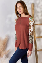 Load image into Gallery viewer, Hailey &amp; Co Full Size Leopard Waffle-Knit Blouse