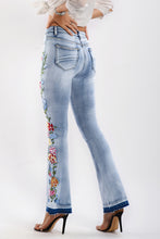 Load image into Gallery viewer, Full Size Flower Embroidery Wide Leg Jeans