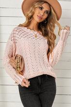 Load image into Gallery viewer, Openwork Scalloped Trim Knit Top