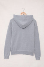 Load image into Gallery viewer, Lace Trim Half-Button Drawstring Knit Hoodie