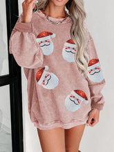 Load image into Gallery viewer, Sequin Santa Patch Ribbed Sweatshirt