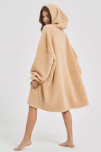 Load image into Gallery viewer, Lantern Sleeve Oversized Hooded Fuzzy Lounge Dress