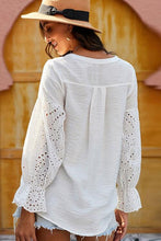 Load image into Gallery viewer, Crochet Flounce Sleeve Button Up Blouse
