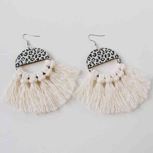 Tassel Detail Leopard Drop Earrings