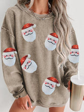 Load image into Gallery viewer, Sequin Santa Patch Ribbed Sweatshirt