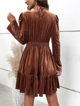 Load image into Gallery viewer, Smocked Long Sleeve Ruffle Hem Dress