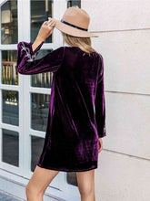 Load image into Gallery viewer, V-Neck Long Slit Sleeve Mini Dress