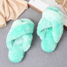 Load image into Gallery viewer, Faux Fur Crisscross Strap Slippers