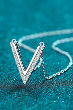 Load image into Gallery viewer, Sterling Silver V Letter Pendant Necklace