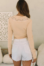 Load image into Gallery viewer, Lace Patchwork Ribbed Half Buttoned Bodysuit