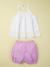 Load image into Gallery viewer, Spliced Lace Cami and Elastic Waist Shorts Set