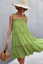 Load image into Gallery viewer, Tie-Shoulder Frill Trim Sleeveless Dress