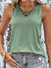 Load image into Gallery viewer, Crisscross V-Neck Eyelet Tank